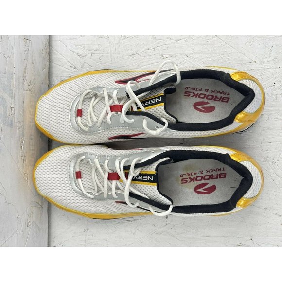 Brooks Nerve Track and Field Spikes Yellow with White Mesh Size 10.5 Spikes Incl - Picture 8 of 9